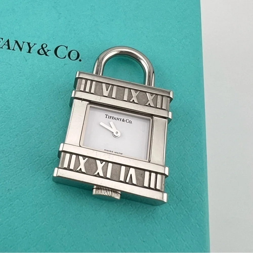 Tiffany & Co. Atlas Roman Numerals Lock Clock Watch Charm 🕰️